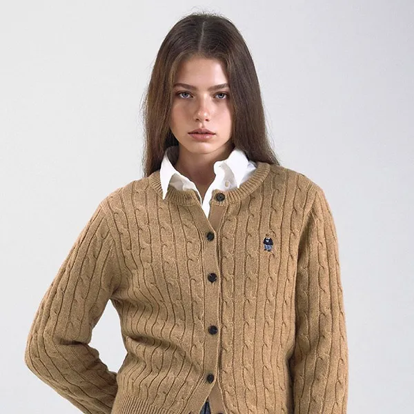 Áo Cardigan Nữ WHOAU Steve Cable Cardigan WHCKF4901F Màu Beige