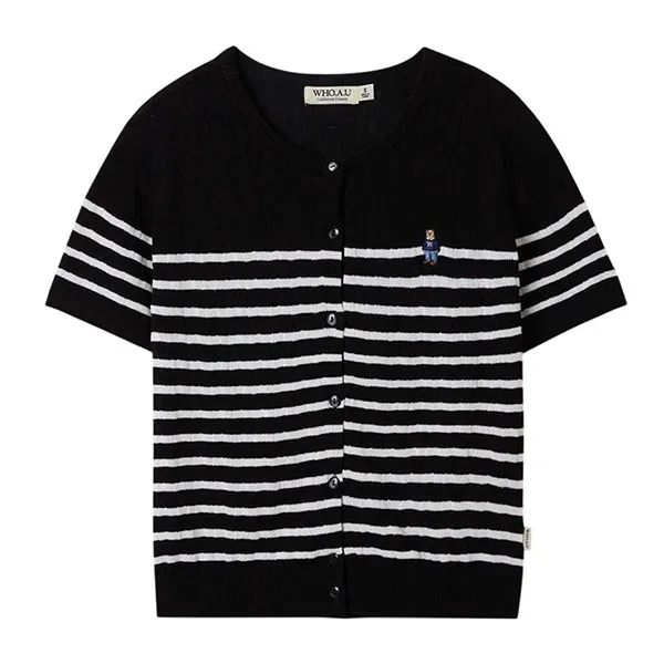 Áo Cardigan Nữ WHOAU Steve Summer Short Sleeve WHCKF2541F Màu Đen
