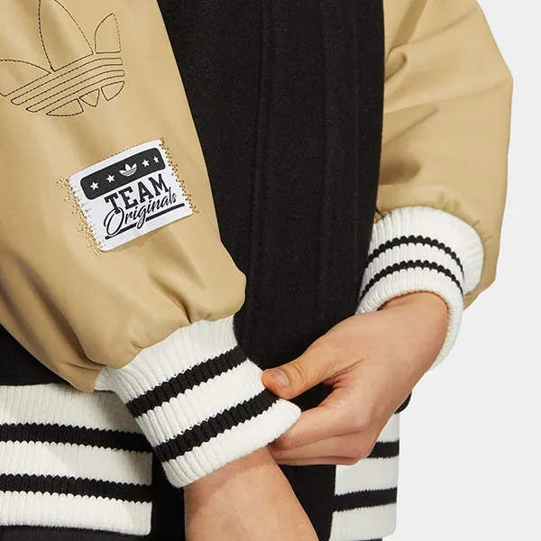 Áo Khoác Adidas Bomber Jacket HS9513 Màu Đen Phối Be Size S (Form Á)