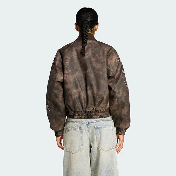 Áo Khoác Nữ Adidas Originals Athl Dept Vintage Faux Leather Jacket KF2307 Màu Nâu Đậm Size XS (Form Âu)