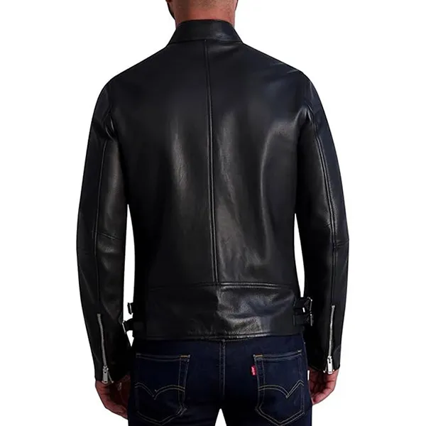 Áo Khoác Da Nam Karl Lagerfeld Men's Leather Racer Jacket Màu Đen Size S