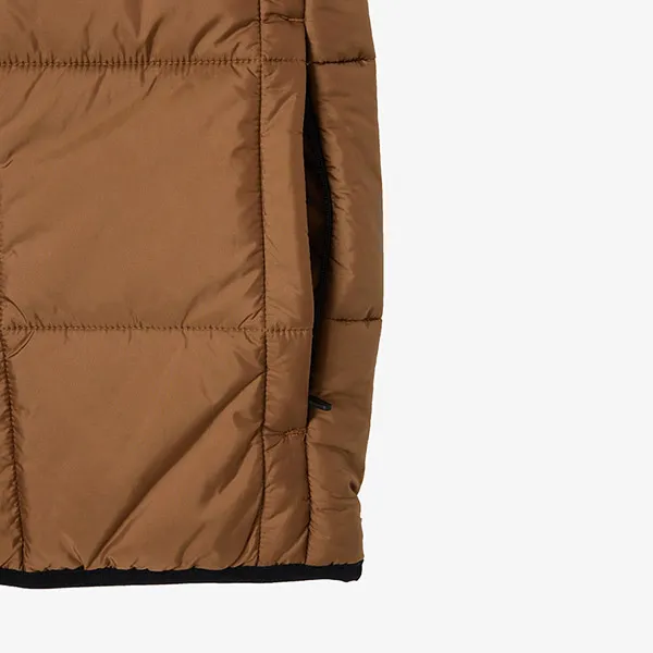 Áo Khoác Gile Nam Lacoste Men's Puffer Vest With Removable Hood BH1585-51 QIN Màu Đen - Nâu Size 48