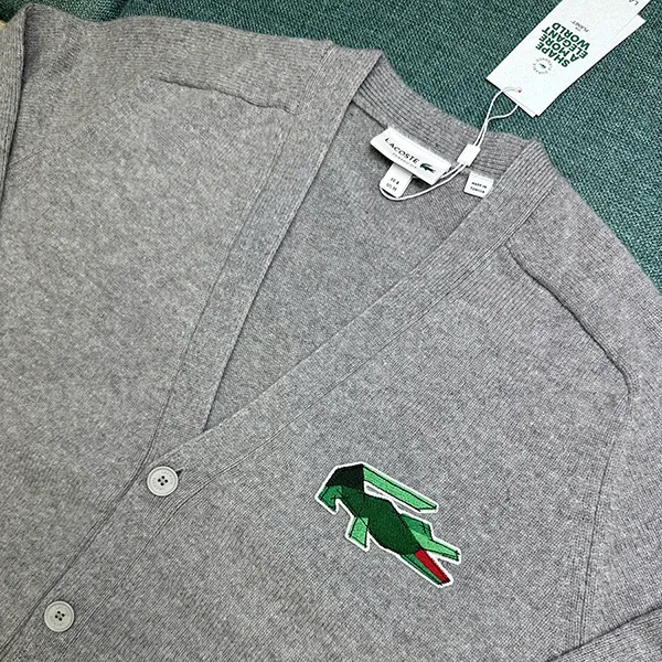 Áo Khoác Len Nam Lacoste Classic Fit V-Neck AH3053 W9D Màu Xám Size 4