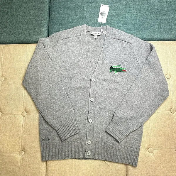 Áo Khoác Len Nam Lacoste Classic Fit V-Neck AH3053 W9D Màu Xám Size 4
