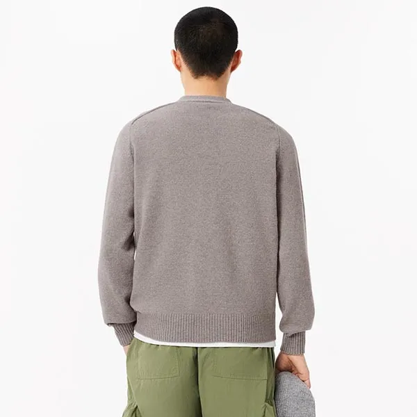 Áo Khoác Len Nam Lacoste Classic Fit V-Neck AH6682 W9D Màu Xám Size 3