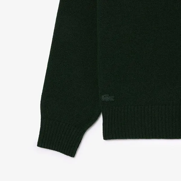 Áo Khoác Len Nam Lacoste Classic Fit V-Neck Wool Dark Green Cardigan AH3053 DCJ Màu Xanh Lá Size 3