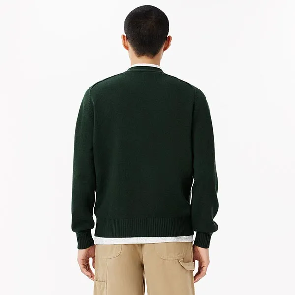 Áo Khoác Len Nam Lacoste Classic Fit V-Neck Wool Dark Green Cardigan AH3053 DCJ Màu Xanh Lá Size 3