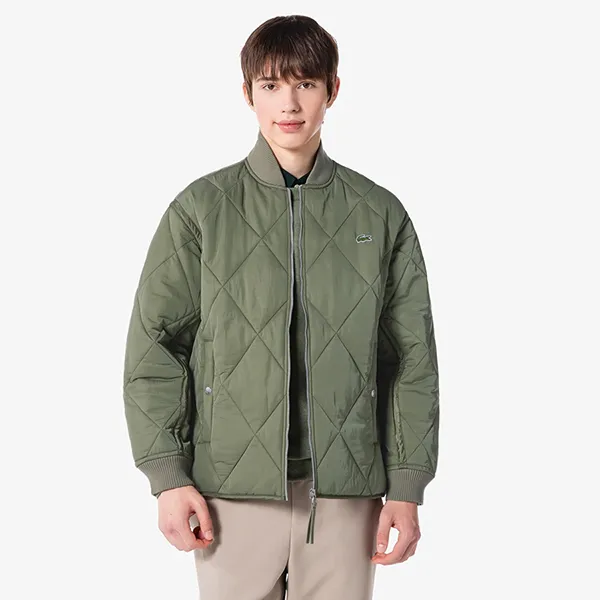 Áo Khoác Nam Lacoste Bomber Jacket BH7142 - BMY Màu Xanh Olive Size 48