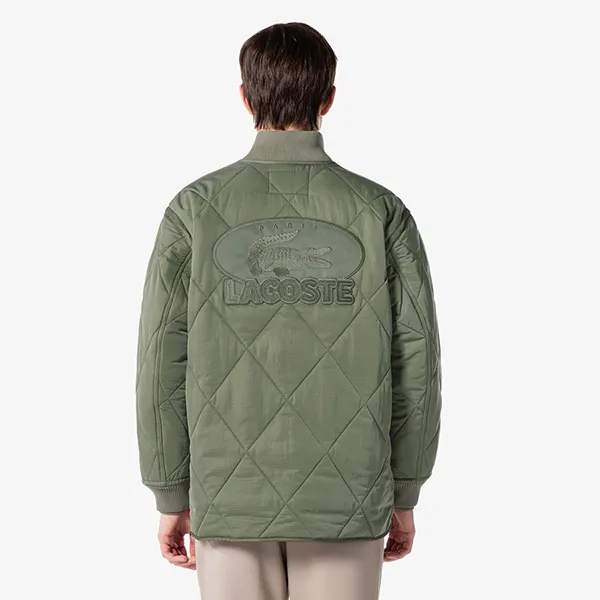 Áo Khoác Nam Lacoste Bomber Jacket BH7142 - BMY Màu Xanh Olive Size 48