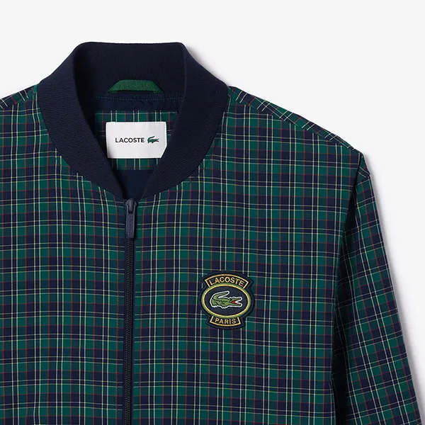 Áo Khoác Nam Lacoste Checked Showerproof Harrington Jacket BH7466 - QRN Màu Xanh Size 46
