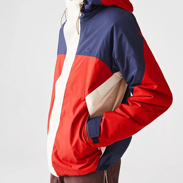 Áo Khoác Nam Lacoste Color Block Panel Jacket Màu Navy Phối Đỏ Size 48