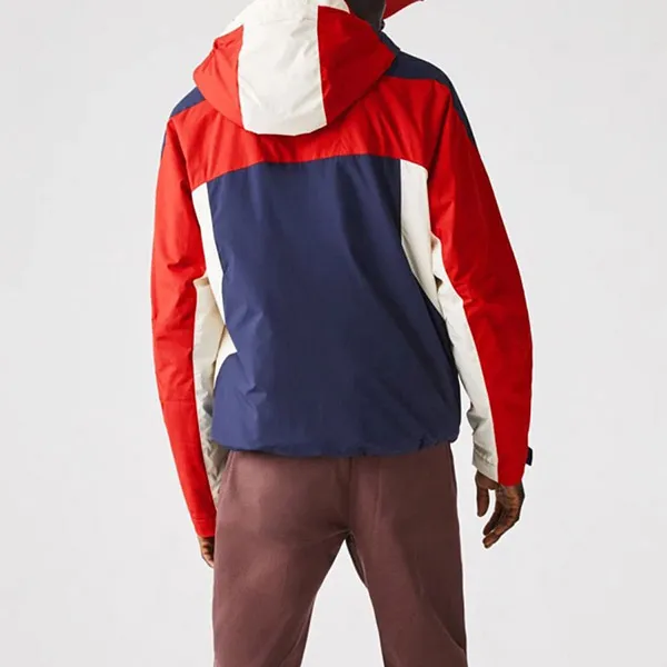 Áo Khoác Nam Lacoste Color Block Panel Jacket Màu Navy Phối Đỏ Size 48