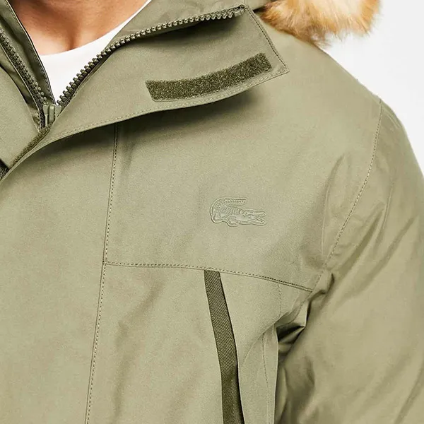 Áo Khoác Nam Lacoste Khaki Jacket With Hood Màu Khaki Size 50