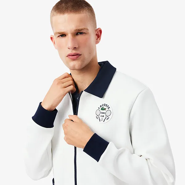 Áo Khoác Nam Lacoste Tennis Heritage Ultra Dry Badge Accent Jacket SH8941 522 Màu Trắng Size 3