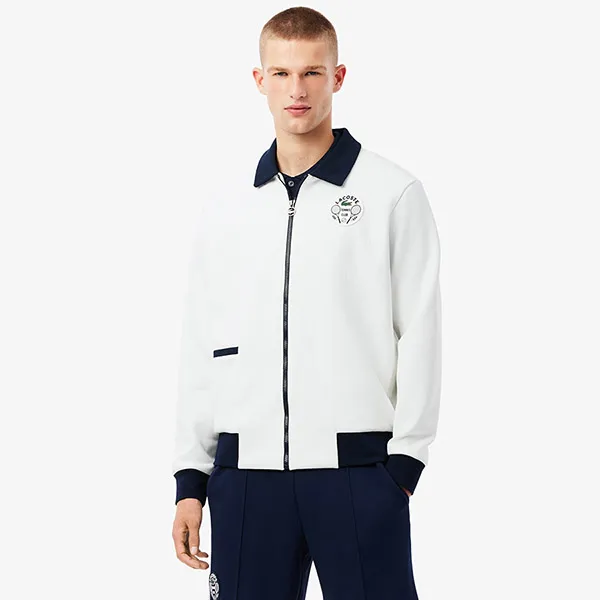 Áo Khoác Nam Lacoste Tennis Heritage Ultra Dry Badge Accent Jacket SH8941 522 Màu Trắng Size 3