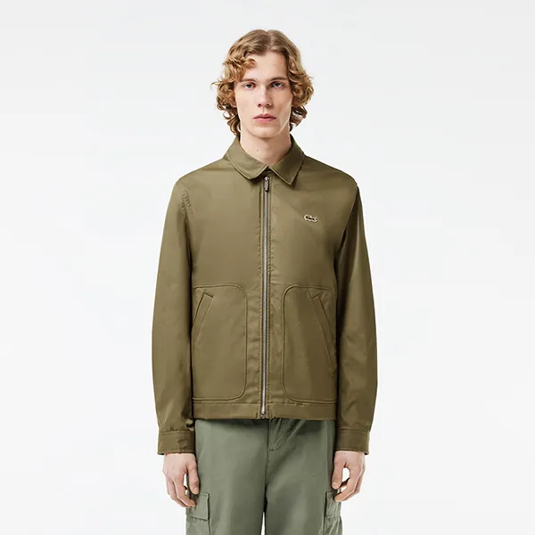 Áo Khoác Nam Lacoste Water-Repellent Lightweight Twill Jacket BH1159 - 316 Màu Xanh Khaki Size 50