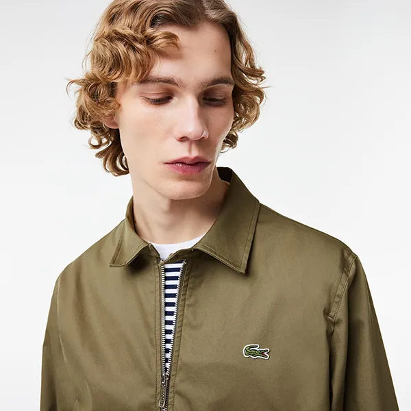Áo Khoác Nam Lacoste Water-Repellent Lightweight Twill Jacket BH1159 - 316 Màu Xanh Khaki Size 50