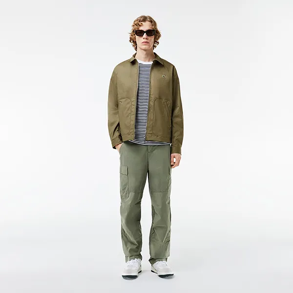 Áo Khoác Nam Lacoste Water-Repellent Lightweight Twill Jacket BH1159 - 316 Màu Xanh Khaki Size 50