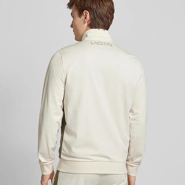 Áo Khoác Nam Lacoste Zip-Up Print Tennis Sweatshirt SH2646-00 Màu Trắng Ngà Size 3