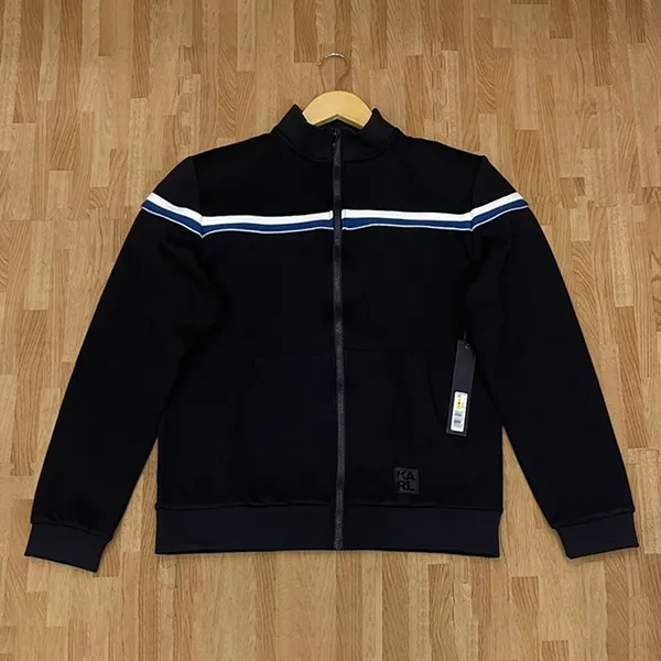 Áo Khoác Nỉ Nam Karl Lagerfeld Plaid Track Jacket Form Slim Màu Đen Size M