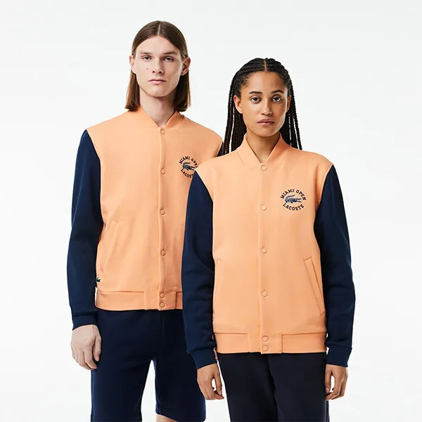 Áo Khoác Nỉ Unisex Lacoste Miami Open Edition Bomber Jacket SH7757 ITD Màu Cam/Xanh Size 5