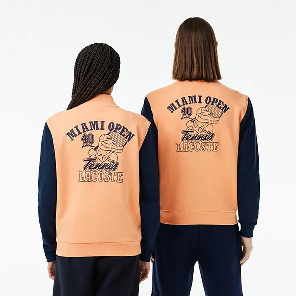 Áo Khoác Nỉ Unisex Lacoste Miami Open Edition Bomber Jacket SH7757 ITD Màu Cam/Xanh Size 5
