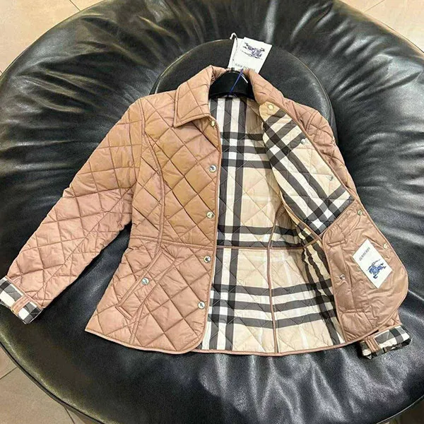 Áo Khoác Nữ Burberry Trám BBR Màu Nâu Be Size S