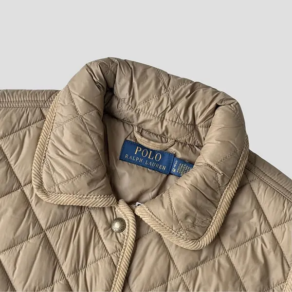 Áo Khoác Nữ Ralph Lauren Corduroy-Trim Quilted Vest Gile In Camel 211A93139002 Màu Be Size S