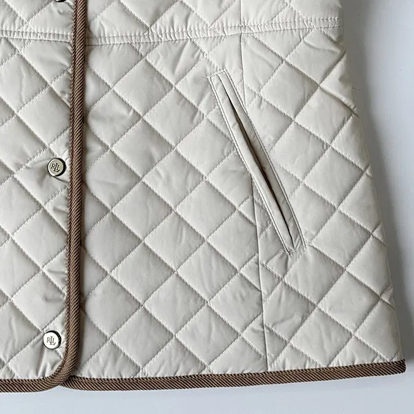 Áo Khoác Nữ Ralph Lauren Faux Sherpa Collar Quilted Coat In Cream Màu Trắng Size S