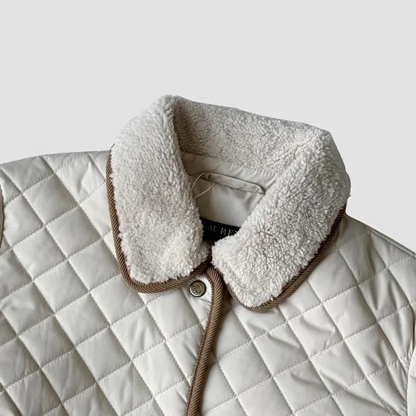 Áo Khoác Nữ Ralph Lauren Faux Sherpa Collar Quilted Coat In Cream Màu Trắng Size S