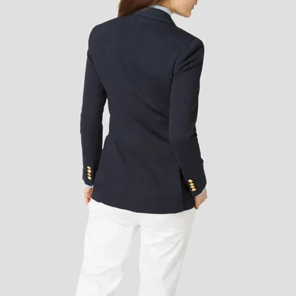 Áo Khoác Nữ Ralph Lauren Navy Blue With Gold Embroidered Logo Blazer 211857830001 Màu Xanh Navy Size 4