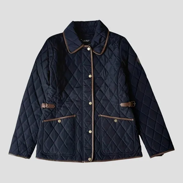 Áo Khoác Nữ Ralph Lauren Quilted Velboa-Lined Coat In Navy Màu Xanh Navy Size S