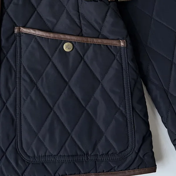 Áo Khoác Nữ Ralph Lauren Quilted Velboa-Lined Coat In Navy Màu Xanh Navy Size S