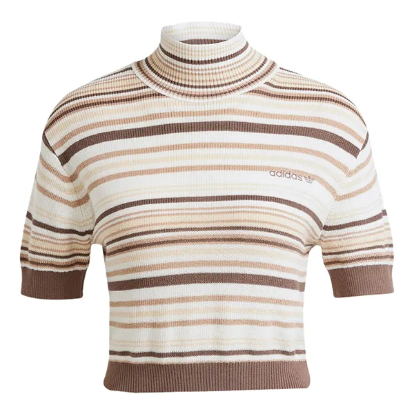 Áo Len Nữ Adidas Striped Cropped Turtleneck JD3593 Màu Trắng Nâu Size M (Form Á)