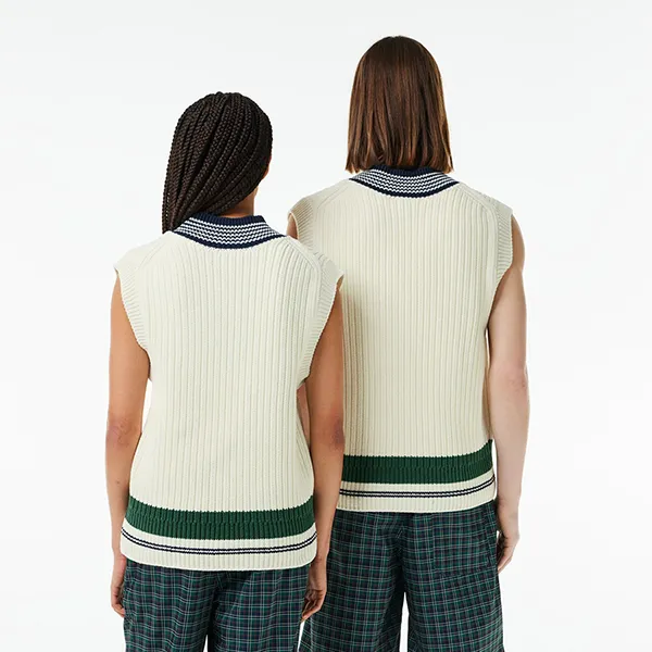 Áo Len Gile Unisex Lacoste Sweater Thick Knitted Cotton With Badge Accent AH0563-IQV Màu Trắng Size M