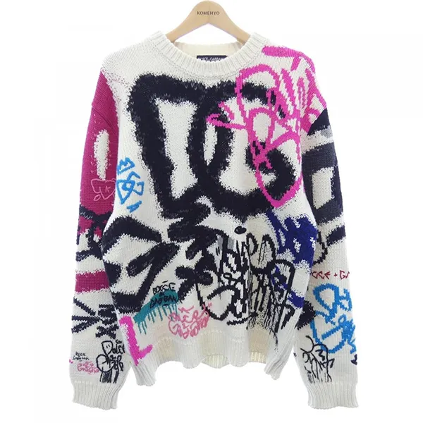 Áo Len Nam Dolce & Gabbana D&G Knitwear Beauty GX528Z JEMA1 Màu Trắng Họa Tiết Size M
