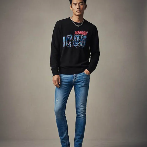 Áo Len Nam Dsquared2 S74HA0014 S18323 961 Màu Đen Size M