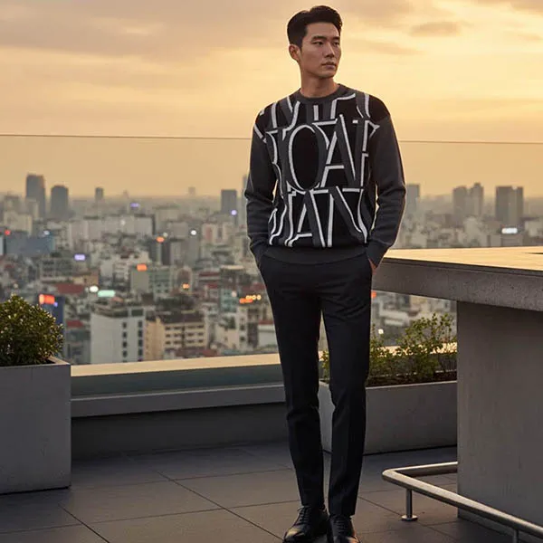 Áo Len Nam Emporio Armani 6L1MXW 1MCPZ F535 Màu Đen Xám Size S