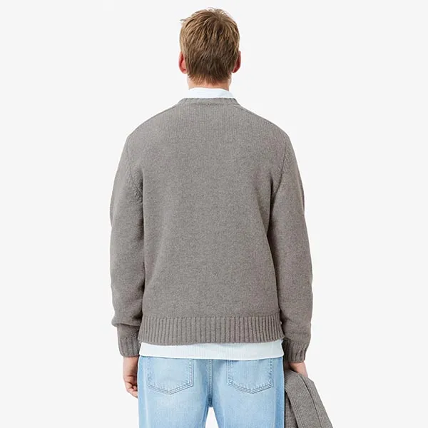 Áo Len Nam Lacoste Men's Crocodile Motif Wool Sweater AH3145 W9D Màu Xám Size 3