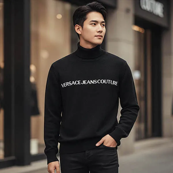 Áo Len Nam Versace Jeans Couture 75GAFM07 CM06H A0E Màu Đen Size M