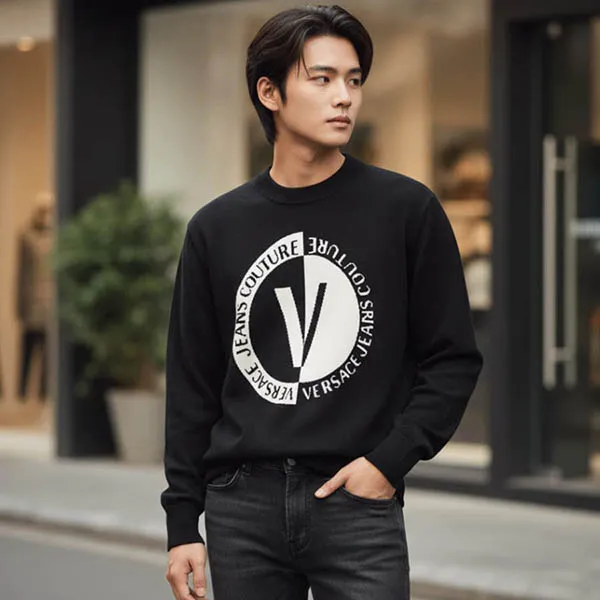 Áo Len Nam Versace Jeans Couture 74GAFM02 CM06H Z85 Màu Đen Size S