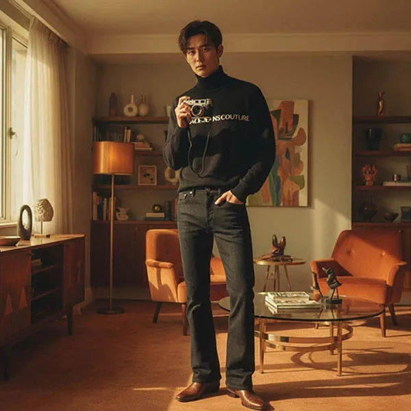 Áo Len Nam Versace Jeans Couture 75GAFM07 CM06H A0E Màu Đen Size M