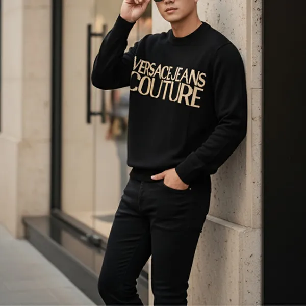 Áo Len Nam Versace7 7GAFM01 CMH80 Black Màu Đen Size S