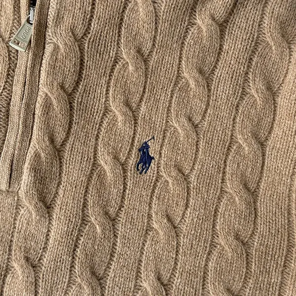 Áo Len Nữ Ralph Lauren Half-Zip Cable Knit Sweater In Light Brown 211956675002 Màu Nâu Size S