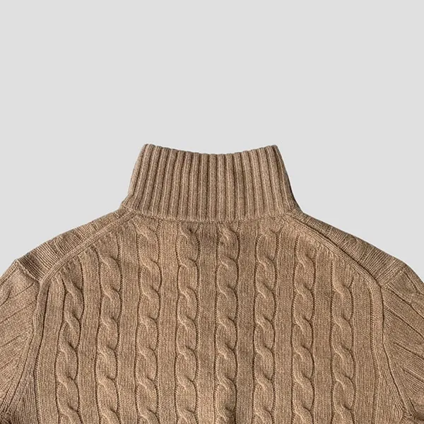 Áo Len Nữ Ralph Lauren Half-Zip Cable Knit Sweater In Light Brown 211956675002 Màu Nâu Size S