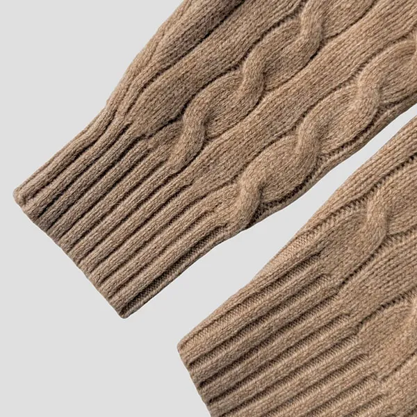 Áo Len Nữ Ralph Lauren Half-Zip Cable Knit Sweater In Light Brown 211956675002 Màu Nâu Size S