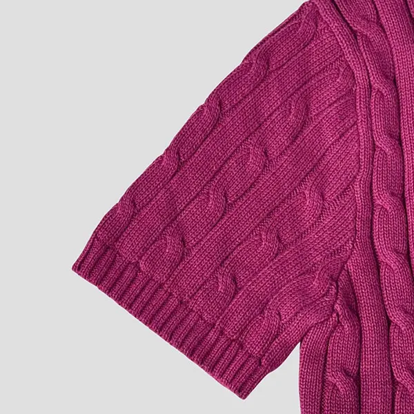 Áo Len Nữ Ralph Lauren Puple Knit-Cable Short Sleeves 211910987501 Màu Tím Size S