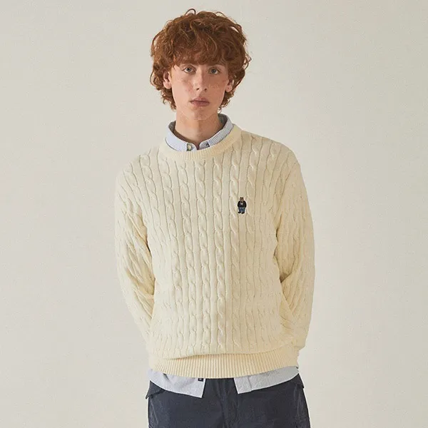 Áo Len Nam WHOAU Steve Cable (M) WHKAF1102M Màu Ivory