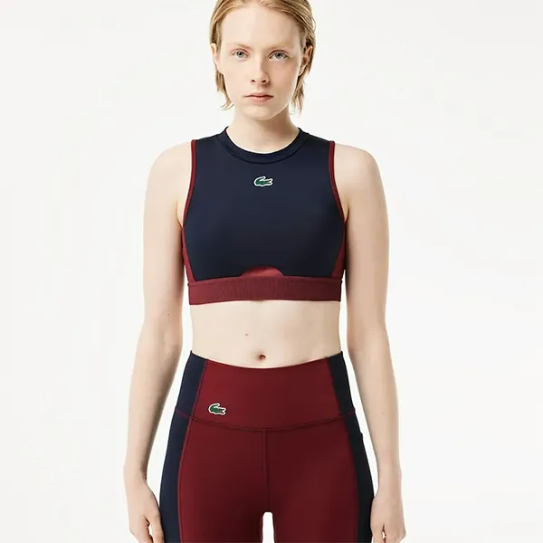 Áo Ngực Thể Thao Nữ Lacoste Stretch Sports IF1015 00 R1L Màu Xanh Navy - Đỏ Size S
