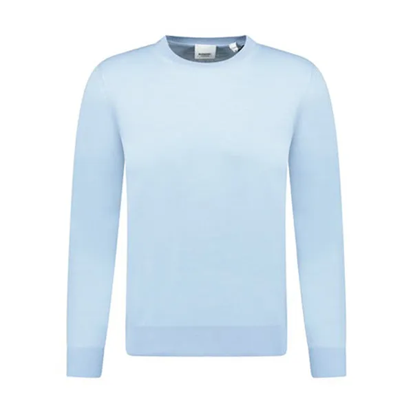 Áo Nỉ Nữ Burberry Bempton Embroidery Check Elbow Wool Jumper Pale Blue 8091034 Màu Xanh Nhạt Size XS